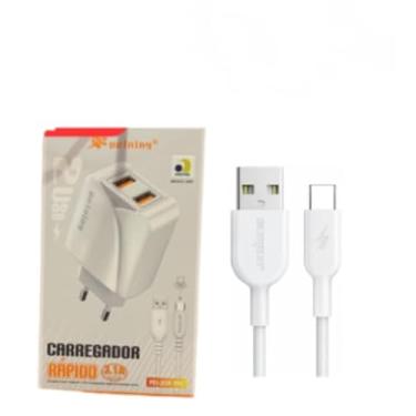 Imagem de Carregador Rápido Tipo C Dual USB Com Cabo Peining PEI-209