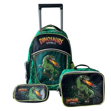 Imagem de Kit Mochila Dinossauro Rodinha/carrinho