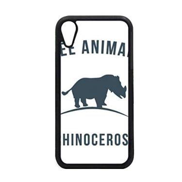 Imagem de Capa com desenho de rinoceronte Animal Blue Outline para iPhone XR Capa para proteção de telefone Apple