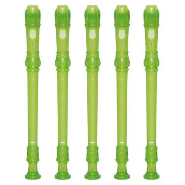 Imagem de Kit 5 Flautas Doce Soprano Germânica Em C YRS-20G Verde Yamaha