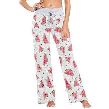 Imagem de KLL Calças de pijama femininas com estampa de melancias em aquarela e frutas para mulheres leves para dormir PP, Estampa de melancias em aquarela e frutas, X-Small