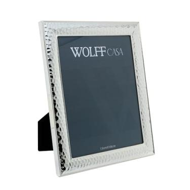 Imagem de WOLFF Porta-Retrato de Aço Prata 13cm x 18cm - Enxoval - Casamento - Decoração - Enfeites - Moldura Elegante Para Mesa e Parede