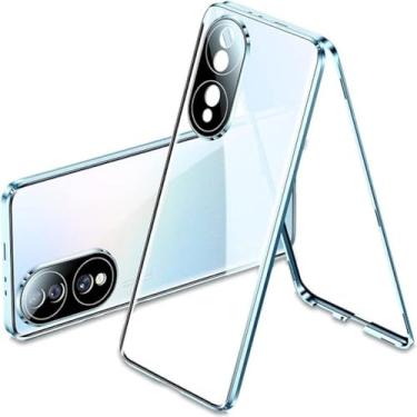 Imagem de Magnético para Huawei P50 P60 P30 Pro Capa de vidro dupla face Mate 60 30 40 50 Pro para Honor 60 50 Pro Capa de telefone de metal de 360 graus, azul, para Honor 80 Pro