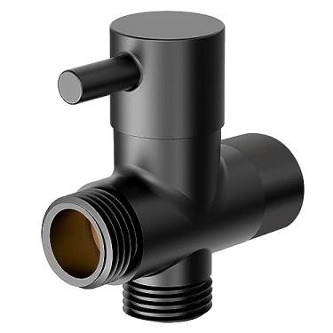 Imagem de Linkidea Válvula desviadora de cabeça de braço de chuveiro de latão maciço G1/5.1 cm, adaptador de componente de substituição de cabeça de chuveiro, válvula de desvio de 3 vias (preto fosco)