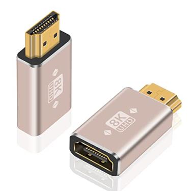 Imagem de Duttek Adaptador extensor HDMI 8K, adaptador HDMI macho para fêmea de 48 Gbps, conector HDMI UHD suporta 8K @60Hz, 4K @120Hz para laptop, DVD, TV, monitores, TV, PS5 (pacote com 2)