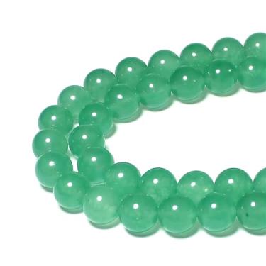 Imagem de MJDCB Contas de pedra 8 mm 43 peças pingentes redondos de jade verde aventurina solta com contas de pedras preciosas para fazer joias, pulseira, colar, brinco, pingente