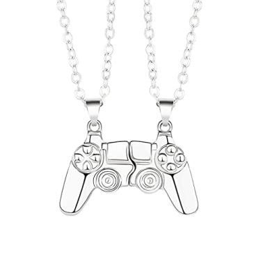 Imagem de COLORFUL BLING Conjunto Controlador Jogo Pad Promessa Corrente Magnética Corda Elos Ajustável Pingente Pingente Pendente Para Mulheres Menina Homens Casal Amizade Família Joias Presentes Polidos à Mão, Metal, Metal