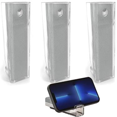 Imagem de 3 Sprays de limpeza de tela tudo em um com microfibra e suporte de telefone. Limpa e remove óleo e sujeira de smartphones, tablets, LCD, laptop LED, telas de TV e muito mais (cinza)