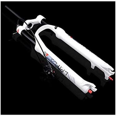 Imagem de MTB 26/27,5/29" Válvula de ar dupla suspensão garfo de bicicleta rebote ajustar tubo reto 28,6 mm 9 mm viagem 105 mm coroa bloqueio freio a disco bicicleta ultraleve, A-branco, 29 pol.