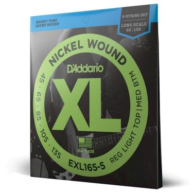 Imagem de Encordoamento Baixo 5C 45-135 D Addario XL Nickel EXL165-5 [F035]