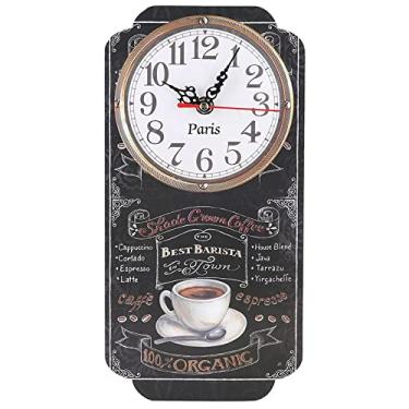 Imagem de Mwrode Relógio de parede elegante estilo retangular relógio de parede elegante relógio pendurado adequado para casa sala de estar Kitvhen cafeteria bar