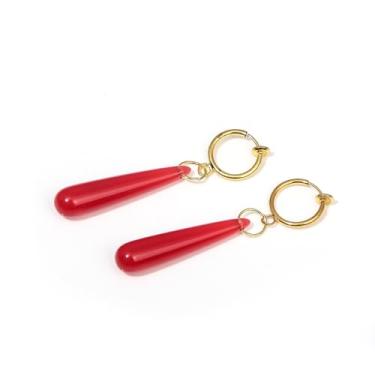 Imagem de SONGCHANGJEWELRY Anime Frieren Brincos de gota vermelhos com pingente de gota longa feminina para cosplay Frieren, Zinco, Sem pedra preciosa