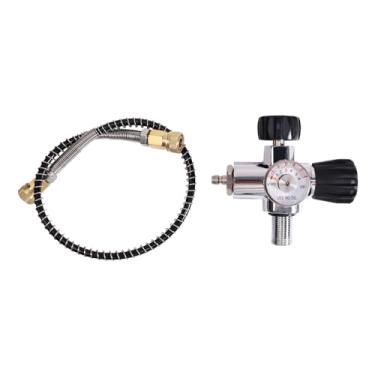 Imagem de TUXING Compressor de ar PCP 4500PSI, estação de enchimento de paintball PCP de alta pressão 6000PSI válvula de aço inoxidável HPA tanque de CO2 sistema de carregamento DIN com chave M18*1,5