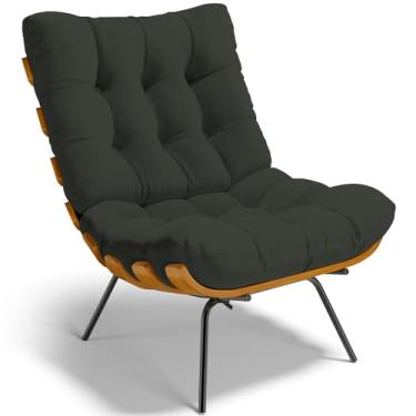 Imagem de Poltrona Decorativa Sala de Estar Costela L02 Linho Verde - Lyam Decor