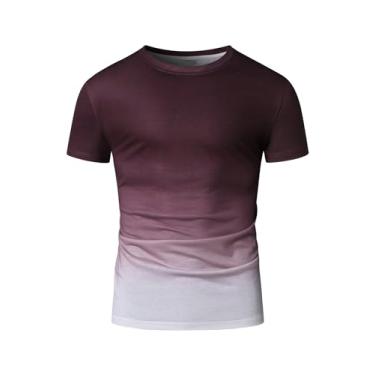 Imagem de SOLY HUX Camiseta masculina gradiente manga curta gola redonda camiseta verão, Ombre multicolorido, M