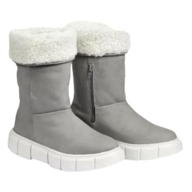 Imagem de Bota Feminina de Inverno em Couro Forrada com Lã Impermeável Aspen (Cinza, BR, Adulto, Numérico, 33)