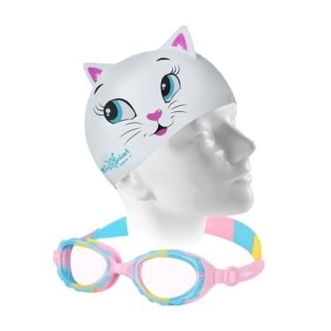 Imagem de Kit Natação Speedo Óculos Candy + Touca Cat Silicone 2 a 8 anos (óculos rosa/cristal + touca cat)
