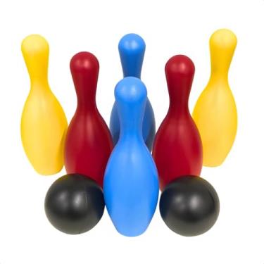 Imagem de Kit Boliche Bolichão De Plástico 2 Bolas 6 Pinos Grandes Infantil Brinquedo
