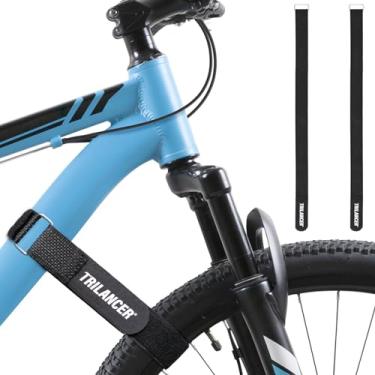 Imagem de Tiras para Suporte de Bicicleta, Kit com 2 Trilancer – Tiras Ajustáveis para Estabilização de Rodas com Sistema de Gancho e Argola para Carro e Suporte de Parede, Transporte (75 cm x 3,8 cm)