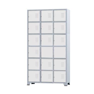 Imagem de Armário Roupeiro De Aço 18 Portas Para Vestiário Academia Locker Branco com Chave