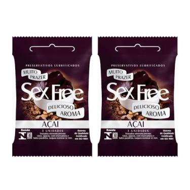 Imagem de Kit 2 Preservativos Delicioso Aroma Sex Free com 3 unidades (Único, Açaí)