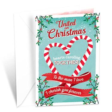 Imagem de Prime Greetings Cartão de Natal Husband em branco por dentro, feito nos EUA, ecológico, cartolina grossa com envelope premium 12,7 cm x 19,7 cm, embalado em caixa de proteção