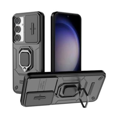 Imagem de Capa de suporte compatível com Samsung Galaxy M35 5G, com capa de lente de câmera deslizante compatível com Samsung SM-M356B/DS Galaxy M35 5G / SM-M356B capa preta