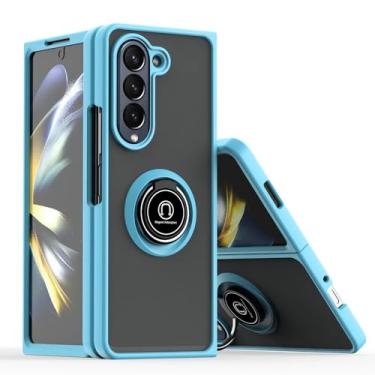 Imagem de Capa com suporte giratório para Samsung Z Fold 6 Fold 5 4 3 Galaxy Z Fold 5 4 3 Fold6 Capa de anel de dedo, céu azul, para Z Fold 3