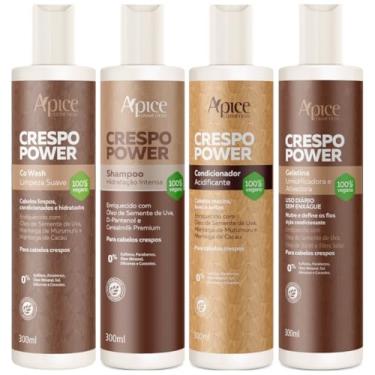 Imagem de Kit Apse Crespo Power Shampoo Condicionador Co Wash E Gelatina Ativadora Cabelo Vegano Completo