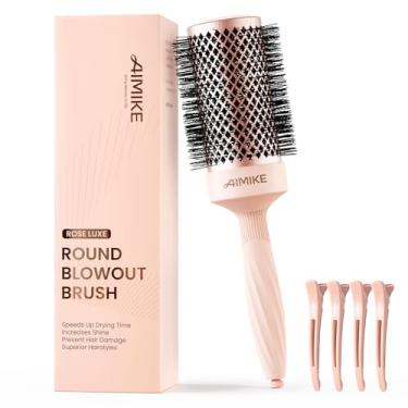 Imagem de AIMIKE Escova redonda para soprar, escova de cabelo redonda de luxo rosa com tecnologia de cerâmica nano térmica, escova redonda grande para secagem, ondulação, estilo e brilho, escova barril de 53 mm