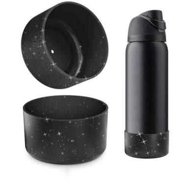 Imagem de Beonsky 2 peças de bota de silicone com glitter para garrafa de água Owala 1,134 g, capa protetora antiderrapante para garrafas de água de aço inoxidável FreeSip/Twist/Flip acessórios