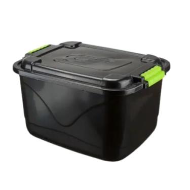 Imagem de Caixa Organizadora de 30L com Tampa e Trava, Grande, Preta