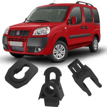 Imagem de Kit Grampos Presilhas Suporte Para Haste Vareta Capô Doblo 2010 2011 2