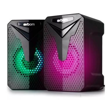 Imagem de Caixa Som 2.0 Gamer 10w Led RGB Space Computador Notebook Exbom Cs-C54