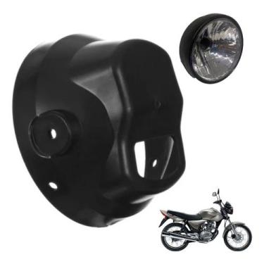 Imagem de Carcaça Farol Moto Cg 150 Titan 2004 A 2008 Fan 2000 A 2013 Preto Refo