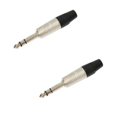 Imagem de Kit 2 conector plug p10 stereo rean by neutrik reto rp3c