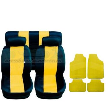 Imagem de capa banco carro em nylon amarelo +tapete para Fox 2014 - gj acessorio