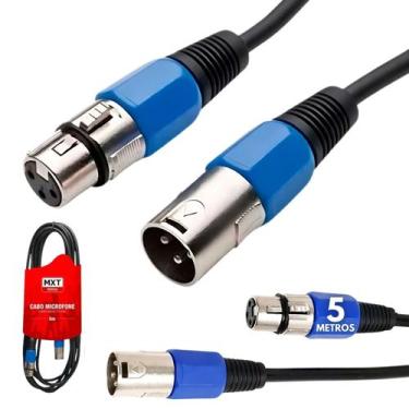 Imagem de Cabo Cannon Microfone Macho Femea Midi Balanceado dmx xlr 5m - MXT