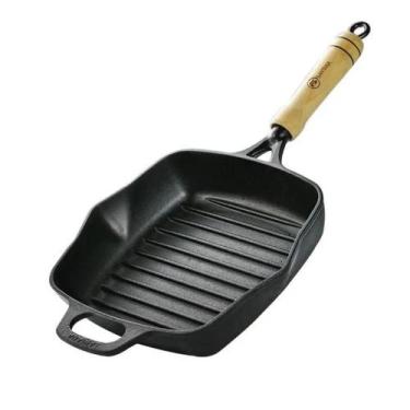 Imagem de Frigideira Bistequeira Alta Grelhada Chapa Bifeteira De Ferro Fundido 