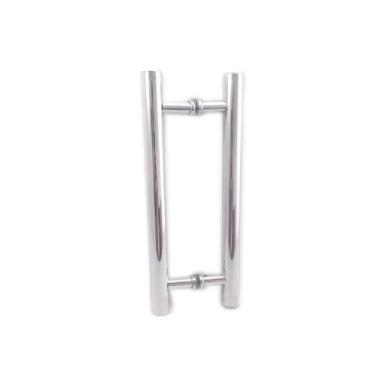 Imagem de Puxador H duplo 40x30cm tubular redondo para porta de vidro e portão -