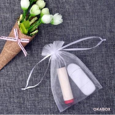 Imagem de 50 Saquinhos De Organza 17x23 Branco Fita Cetim - OKABOX