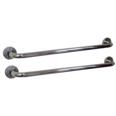 Imagem de Barra Alça Apoio Kit 2 Uni Aço Inox 50Cm Acessibilidade Pcd Gestante C