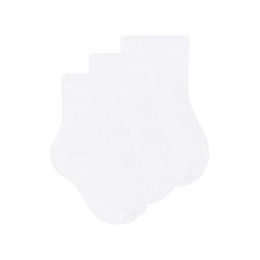 Imagem de Kit 3 Pares de Meias Bebê Cano Curto Selene 1320-001, Branco, 21-24