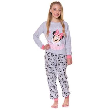Imagem de Pijama Flanelado Juvenil Minnie Cinza - Coleção Mãe e Filha - Disney, 