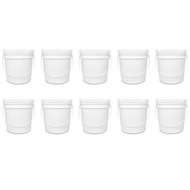 Imagem de Kit 10 Baldes Branco 10 Litros com Tampa Lacre e Alça Resistente Multi