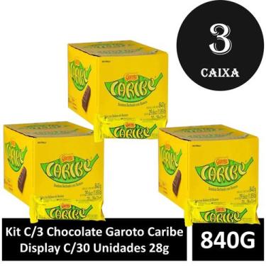 Imagem de Kit C/3 Chocolate Garoto Caribe Display C/30 Unidades 28g