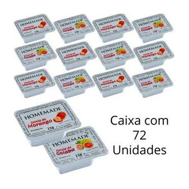 Imagem de Kit 72 Un De Geleia Homemade De Morango e Goiaba Em Sachê Blisters De 