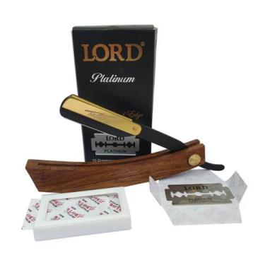 Imagem de Navalhete Barbeiro Cabo Madeira + 50 Lâmina Barbear - Jc-008 - Mompil