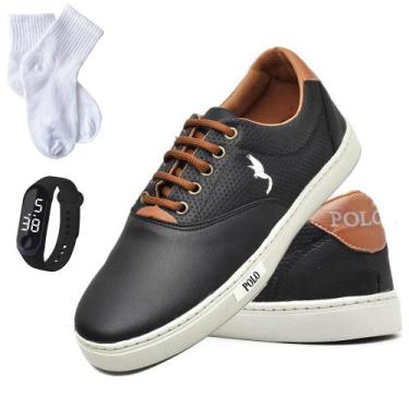 Imagem de Kit Tênis Casual Infantil Menino + Relógio Digital + Meia - Polo Blu, 