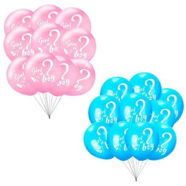 Imagem de Kit Balão Revelação Rosa E ul Menina E Menino 20Un - Macrozao